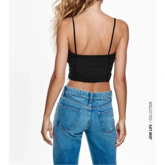 New Zara Black Bustier Crop Top - Picture 3 of 6